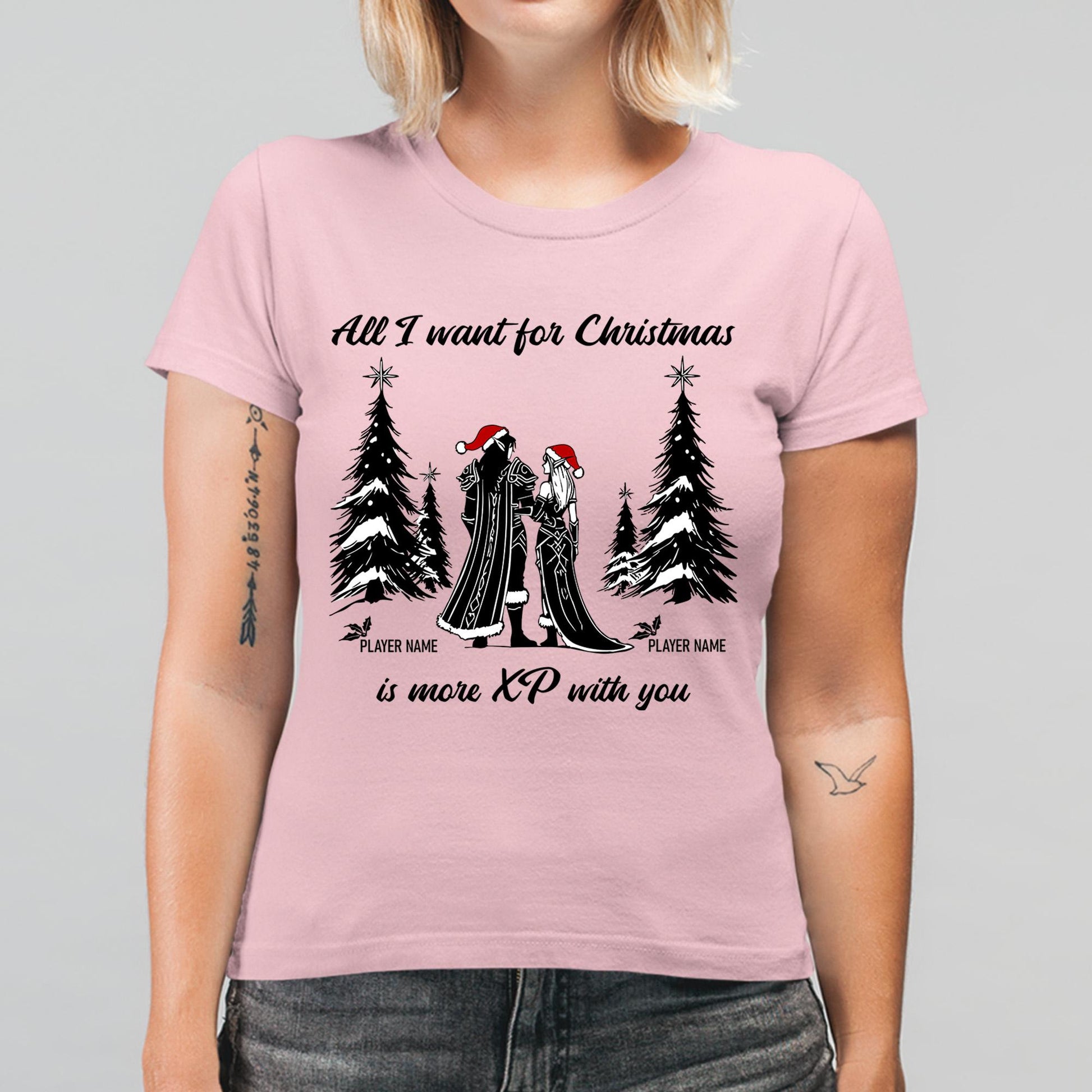 Matching WoW Couple Christmas Shirt – Personalized tee for gamer couples who raid together and celebrate the season.