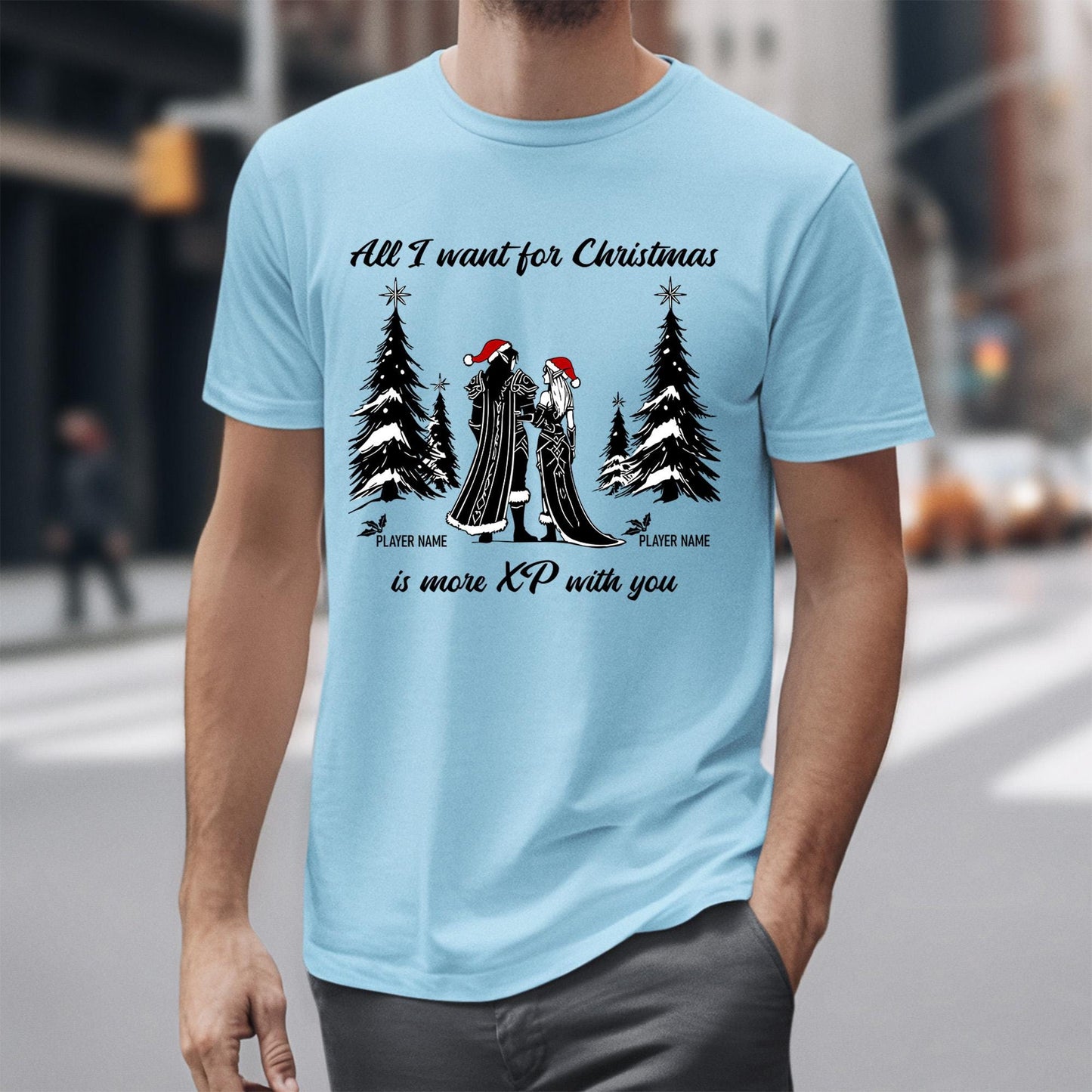 WoW Gamer Couple Holiday Shirt Gift – Celebrate your co-op partner with this cute and nerdy holiday shirt.