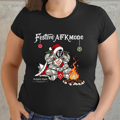 Personalize Festive AFK Mode Gamer Shirt, World of Warcraft Holiday T-shirt WoW D&D MTG Christmas Gift Custom Nerdy Gamer Christmas Shirt