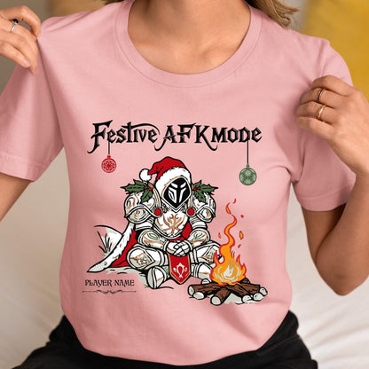 Personalize Festive AFK Mode Gamer Shirt, World of Warcraft Holiday T-shirt WoW D&D MTG Christmas Gift Custom Nerdy Gamer Christmas Shirt