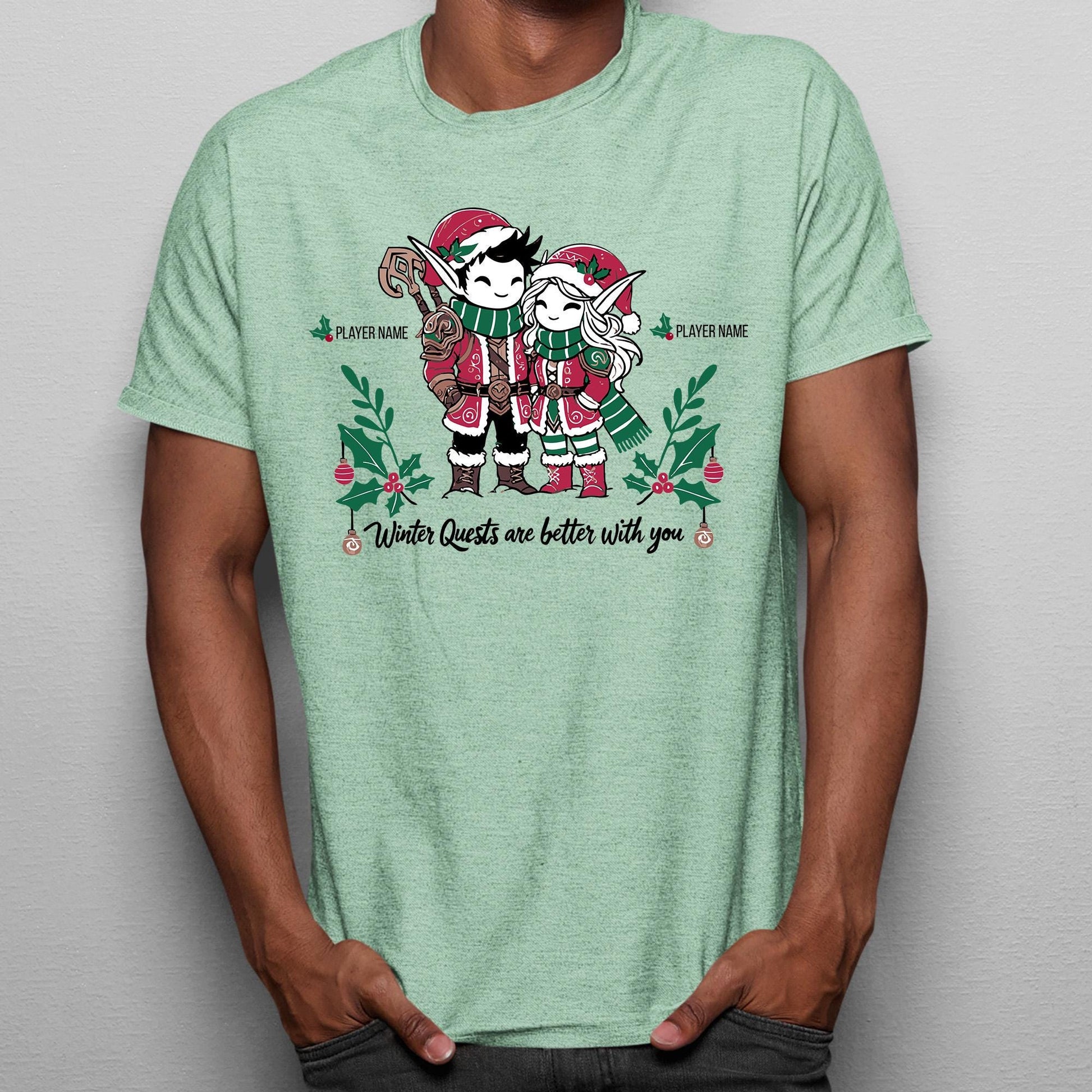 Matching Gamer Shirt for WoW and DnD Fans – Fun nerdy Christmas gift for couples who share a love for fantasy RPGs.