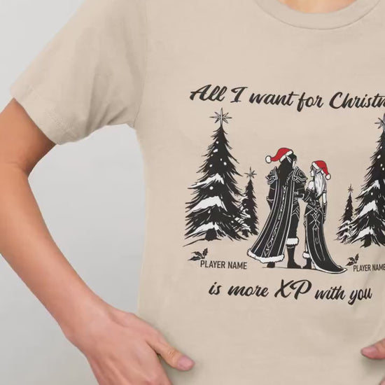 Personalize WoW All I Want For Christmas Couple Shirt, World of Warcraft Christmas Holiday Anniversary Gift for Him Her Gamer Couples