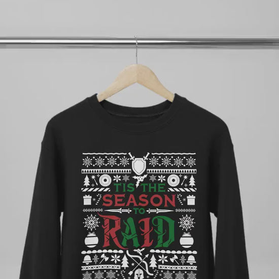 Personalize Tis the Season to Raid Christmas Sweater, World of Warcraft Christmas Holiday Sweatshirt Nerdy Gamer WoW DnD MTG Holiday Gift