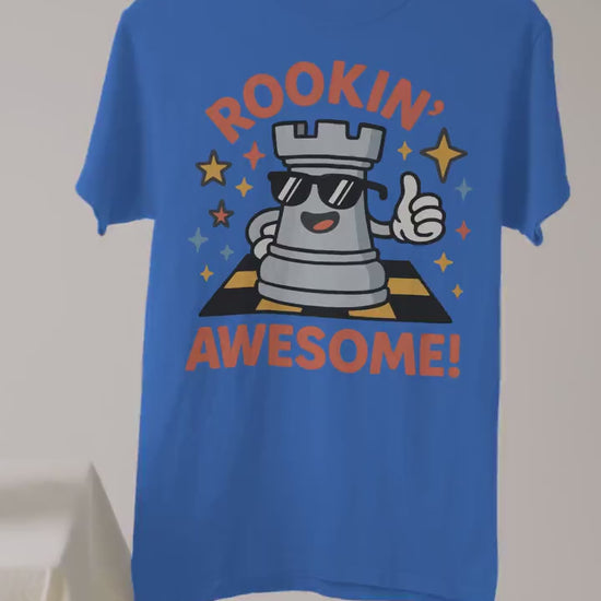 Rookin Awesome Kids Chess Shirt, Funny Chess Player T-Shirt for Boys and Girls, Checkmate Gift Tshirt, Board Game Nerdy Geek Kid Gamer Shirt