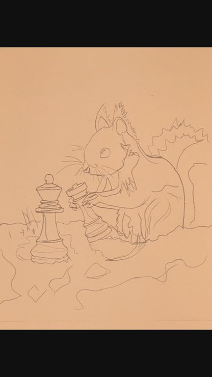 Squirrel's Gambit - Original Pastel Painting (8" x 10")