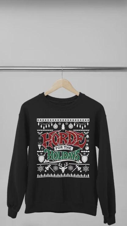 Personalize WoW Horde for the Holidays Ugly Christmas Sweater, Warcraft Christmas Sweater, Wow Holiday Gamer Cozy Sweatshirt Horde Xmas Gift