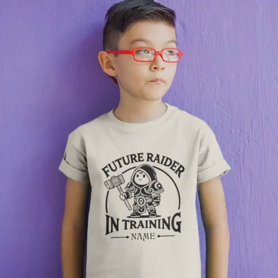 Personalize Raider in Training Shirt, Warcraft DnD MtG Diablo Kid Shirt, Fantasy Gamer Tee, WoW Nerdy Gift for Young Gamers, Geeky Kid Shirt