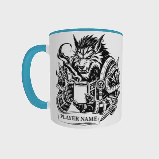 Personalize "Stay Feral" Warcraft Worgen Coffee Mug, WoW Alliance Warcraft Cup, Custom Werewolf Gift for Gamers, World of Warcraft Game Mug