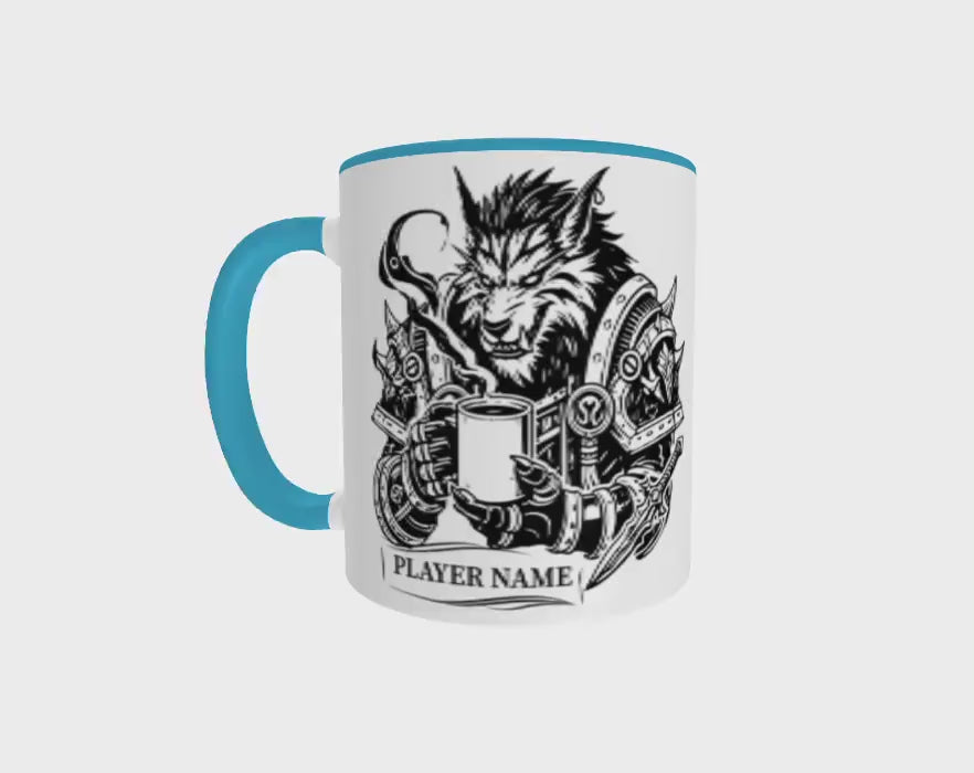 Personalize "Stay Feral" Warcraft Worgen Coffee Mug, WoW Alliance Warcraft Cup, Custom Werewolf Gift for Gamers, World of Warcraft Game Mug