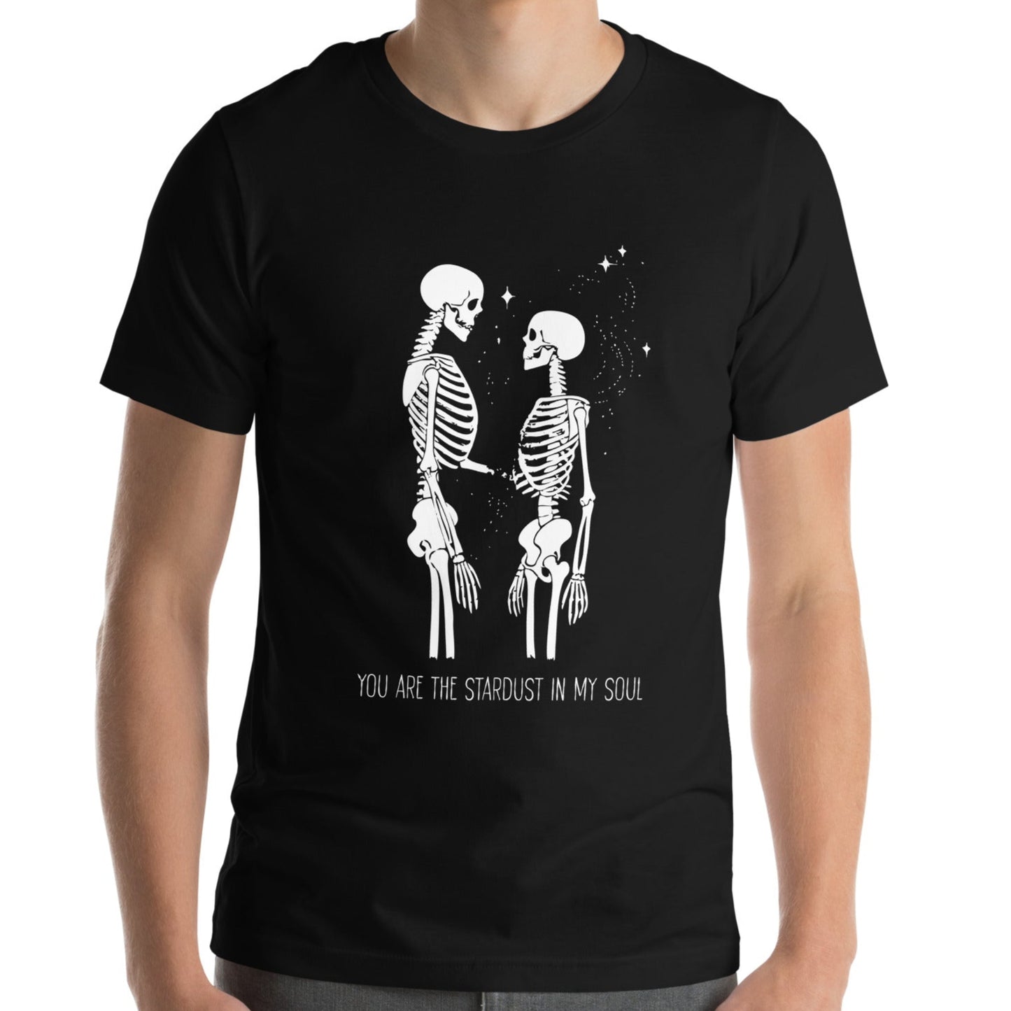 Dark Romance Skeleton Shirt - Stylish Stardust Cosmic Gothic Tee for Emo Fashion