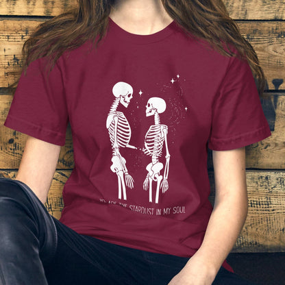 Stardust Cosmic Gothic Tee - Perfect Celestial Skeleton Graphic Shirt for Gothic Romance Fans