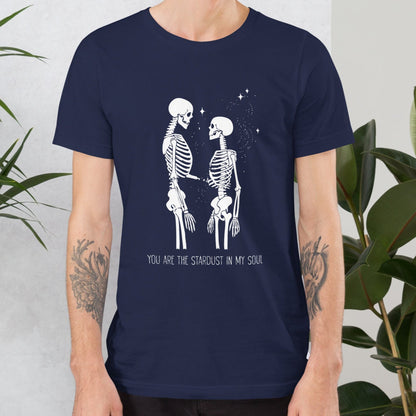 Celestial Skeleton Graphic Shirt - Unique Emo Cosmic Aesthetic Clothes for Dark Romance