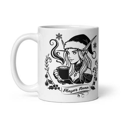 "Powered by Hot Cocoa" Gamer Girl Coffee Mug (Personalize)