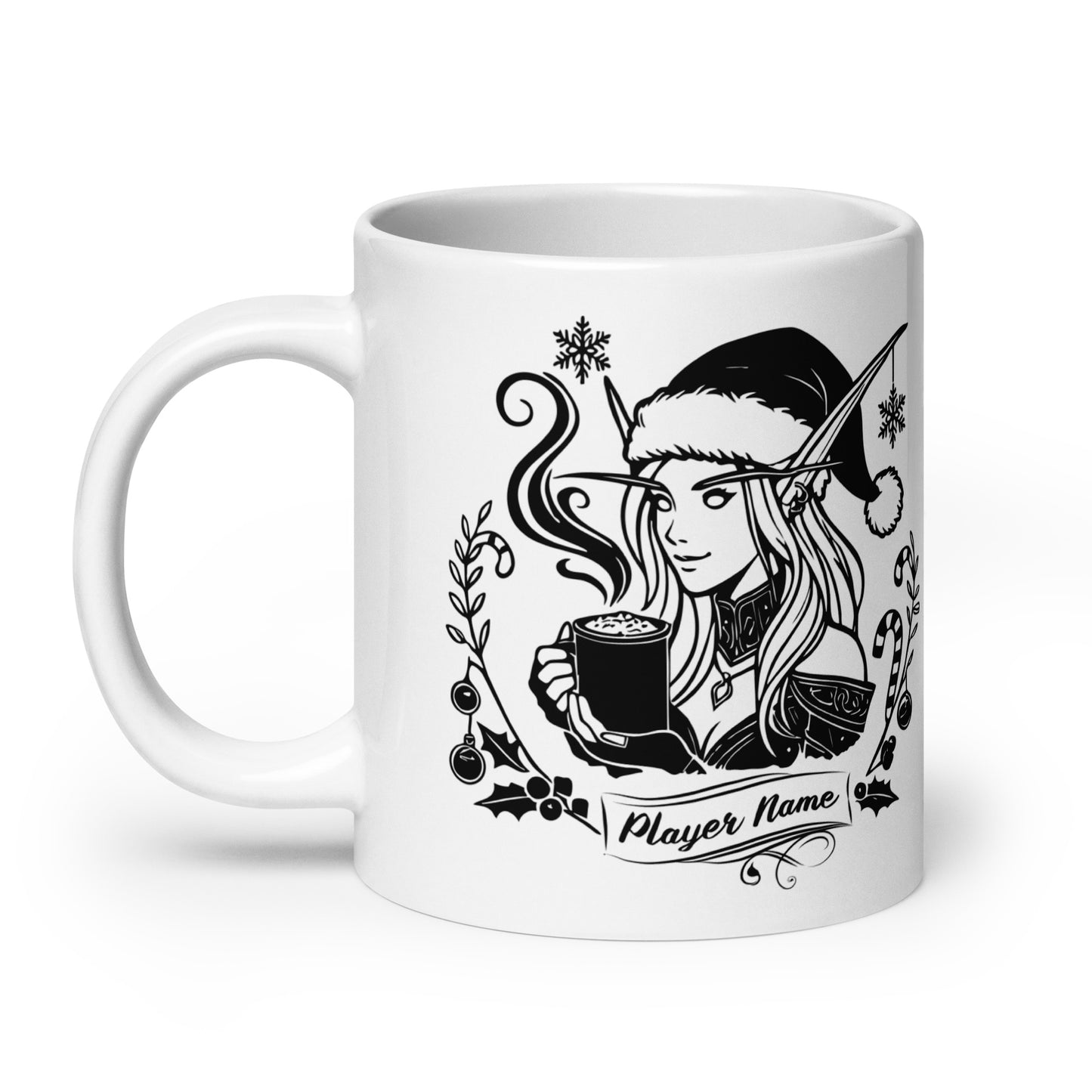 "Powered by Hot Cocoa" Gamer Girl Coffee Mug (Personalize)