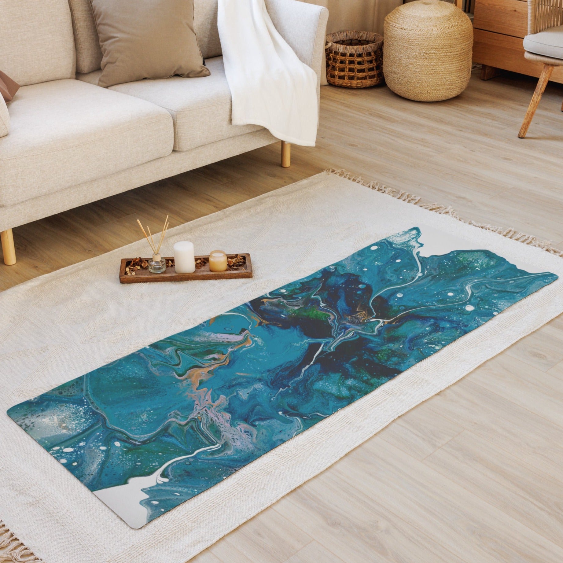 Premium yoga mat featuring a microsuede top